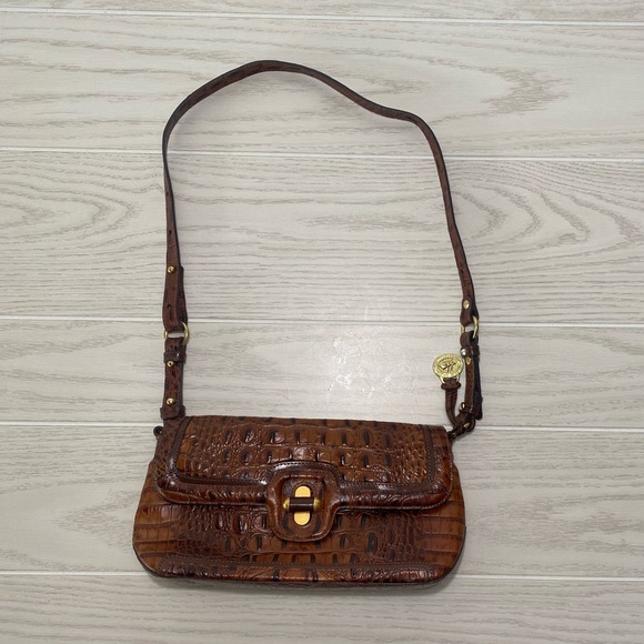 Brahmin Handbags - Brahmin vintage brown leather crocodile imprinted purse
